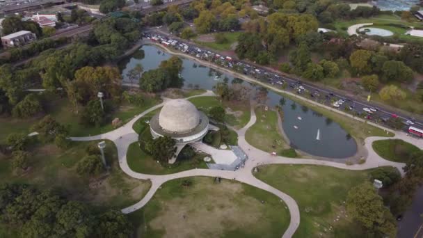 Birds Eye View Galileo Galilei Planetario Palermo Park Very Busy — Stok video