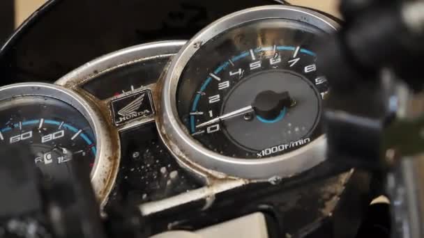 Close Speedometer Technical Parts New Model Honda 150 — Stock Video