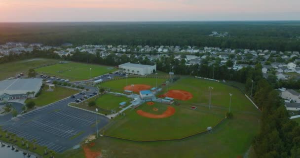 Youth Baseball Fields Sunset — Stock video