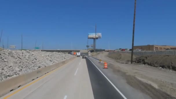 Construção Rodovias Tráfego Lento Hora Ponta Perto Bridgeview I294 — Vídeo de Stock