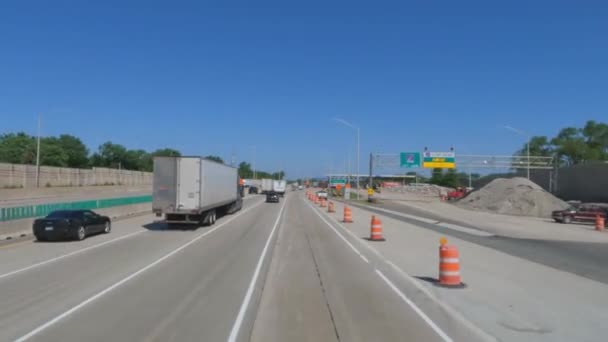 Highway Road Construction Slow Traffic Rush Hour Chicago Ridge I294 — Stockvideo
