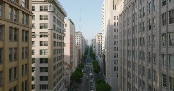 Пролетая Над Городскими Улицами Центре Лос Анджелеса Великолепный Снимок Дрона — стоковое видео