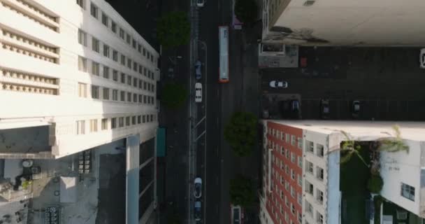 Los Angeles Şehir Merkezindeki Şehir Sokaklarının Birdseye Manzarası Çatı Terasları — Stok video