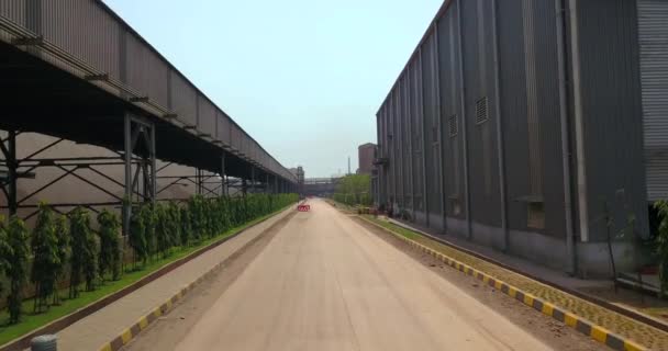 Empty Roadway Steel Manufacturing Plant Dolvi Port Maharashtra India Dolly — Wideo stockowe