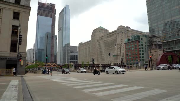 Slow Motion Footage Street Traffic Chicago Downtown — Video