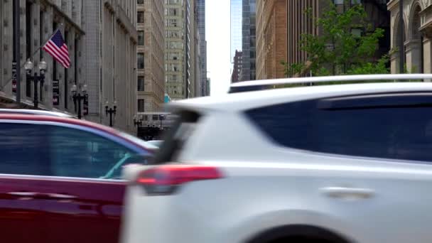 Slow Motion Footage Street Traffic Chicago Downtown — Stok video