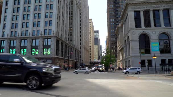 Slow Motion Footage Street Traffic Chicago Downtown — Wideo stockowe