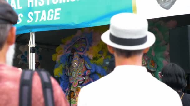 Mardi Gras Indians Perform French Quarter Fest New Orleans — 图库视频影像