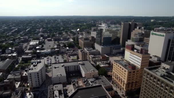 Vista Aérea Com Vista Para Centro Cidade Wilmington Ensolarado Delaware — Vídeo de Stock