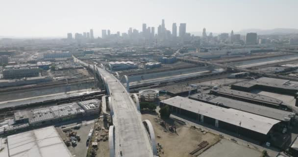 Flying Newly Constructed Sixth Street Bridge Downtown Los Angeles Sixth — Video