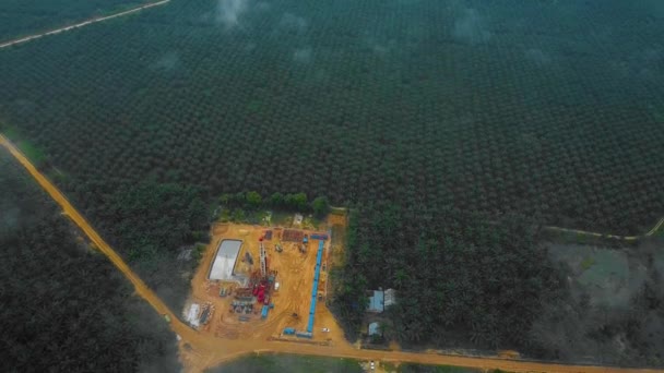 Drone Cinematográfico Tiro Perfuração Onshore Workover Rig Estrutura Equipamentos Para — Vídeo de Stock