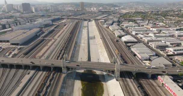 Flying Sixth Street Bridge Also Known Ribbon Light Downtown Los — Video Stock