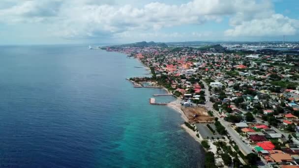 Dolly Vista Aérea Marie Pompoen Beach Curaçao Ilha Holandesa Caribe — Vídeo de Stock