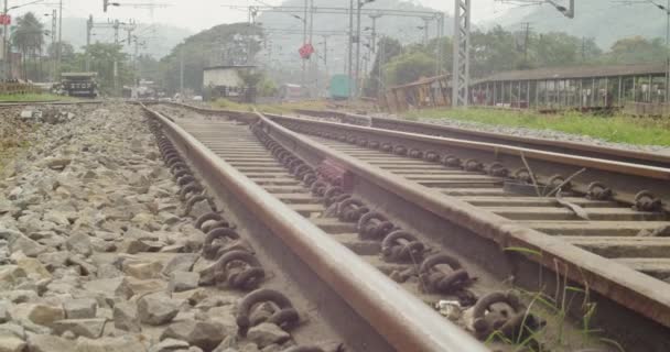 Railway Track Railway Station Junction — Vídeo de stock