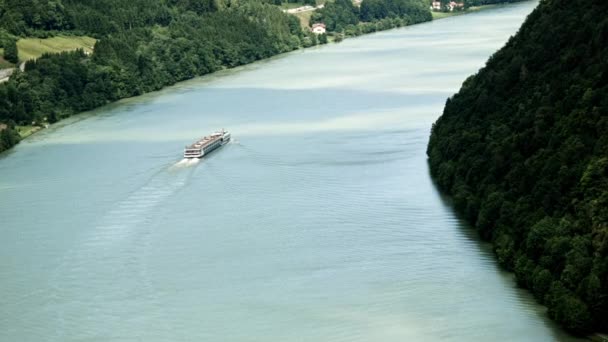 Rio Danúbio Alemanha Visão Ampla Câmera Estática — Vídeo de Stock