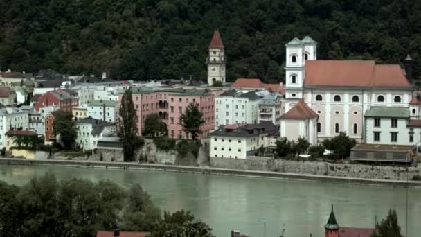 Cidade Portuária Alemã Rio Danúbio — Vídeo de Stock