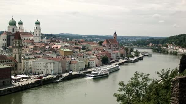 Cidade Portuária Alemã Rio Danúbio — Vídeo de Stock