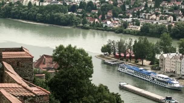 German Port Town Danube River — Vídeo de Stock