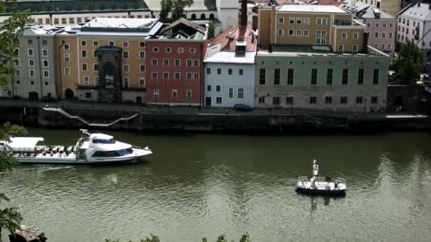 Agrement Ship Passing German Port Danube River — Vídeo de Stock