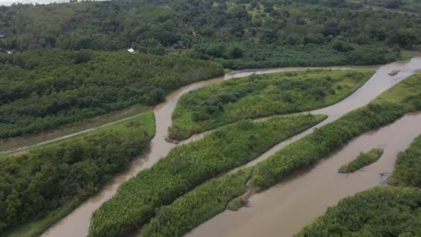 Luchtfoto Van Riviermonding Van Rio Cotos Aan Centrale Pacifische Kust — Stockvideo