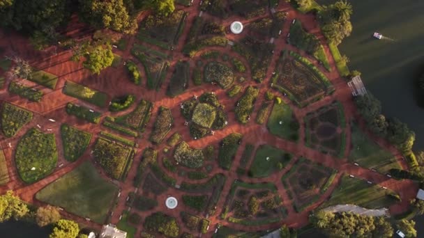 Aerial View Rosedal Palermo Buenos Aires Park Sprawling Rose Gardens — Video Stock