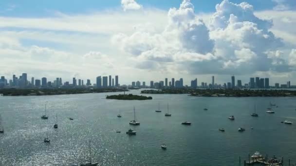 Miami Florida Skyline Boats Harbor Time Lapse Copy Space — Stok video