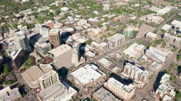 Wide Establishing Aerial Shot Top Idaho Boise Downtown District — Stockvideo