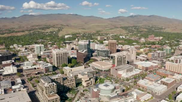 Drone Orbitando Tiro Boise Distrito Centro Idaho Dia Ensolarado Agradável — Vídeo de Stock