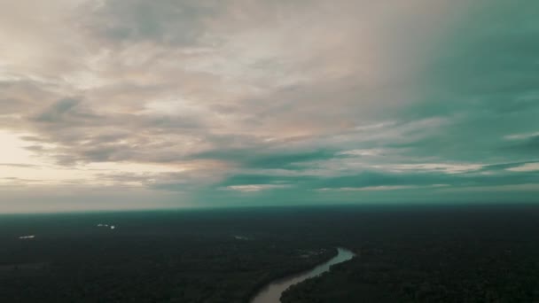 Aerial Panning Shot River Channel Amazon Aerial Drone Bend Amazon — Wideo stockowe