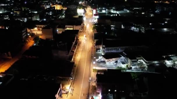 Beautiful Hyperlapse City Night Lights Downtown Aerial Perspective — Stock Video