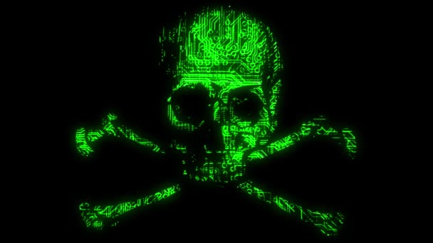 창조적 사이버 두개골 과검은 녹색으로 — 비디오