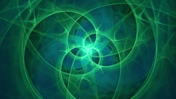 Emerald Dreamy Voyage Naadloze Looping Abstracte Fractal Spiralen Caleidoscoop Artistieke — Stockvideo