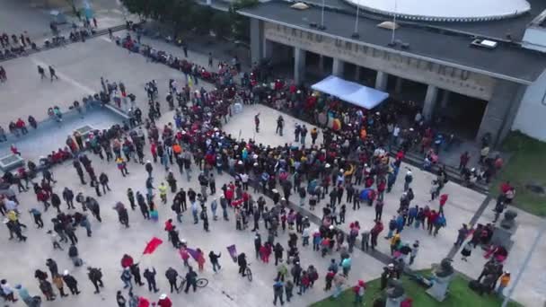 Aerial View Indigenous Protesters Quito Ecuador Universidad Central National Strike — Stock Video
