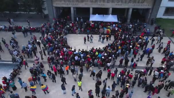 Aerial View Indigenous Protesters Quito Ecuador Universidad Central National Strike — Stock Video