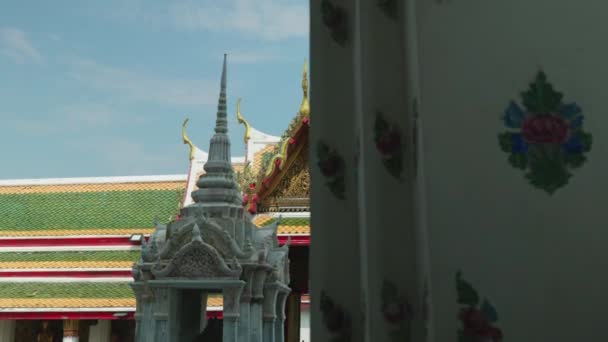 Filmagem Cênica Viagem Religiosa Cinematográfica Templo Budista Wat Arun Cidade — Vídeo de Stock