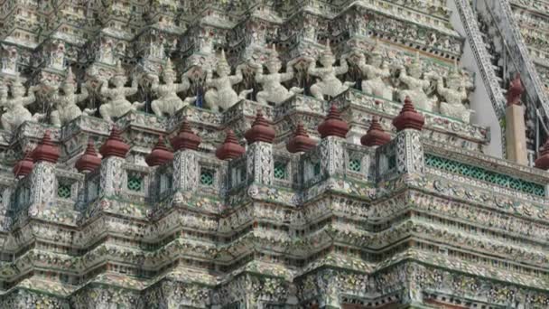 Filmagem Cênica Viagem Religiosa Cinematográfica Templo Budista Wat Arun Cidade — Vídeo de Stock