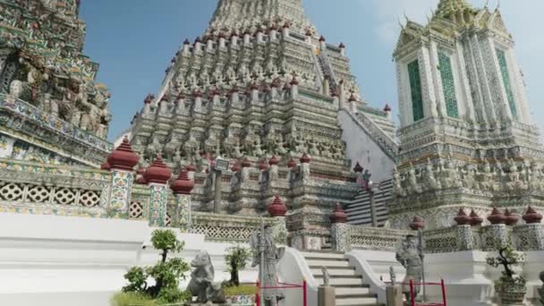 Кінематографічні Релігійні Подорожі Мальовничі Кадри Буддійського Храму Ват Арун Старому — стокове відео