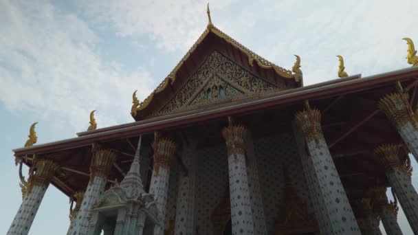 Filmové Náboženské Cestování Malebné Záběry Buddhistického Chrámu Wat Arun Starém — Stock video