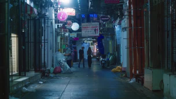 Cinematic Urban Scenic Footage Random Serene Street Bangkok Thailand People — Stock video