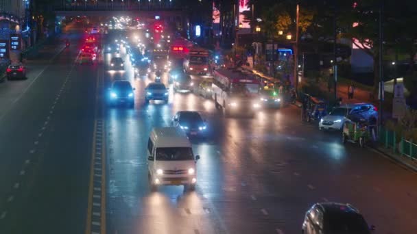 Cinematic Urban Scenic Footage Random Street Bangkok Thailand Cars Bikes — Stockvideo