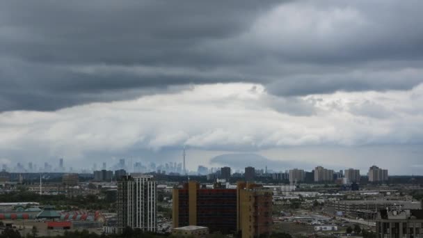 Time Lapse Storm Dark Clouds Moving Fast Toronto Skyline Canada — Stockvideo