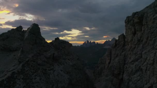 Aerial Reverse View Rocky Valley Passage Rough South Tyrol Val — Wideo stockowe