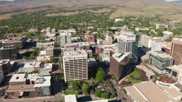 Wide Orbiting Aerial Shot Boise Downtown Technology District — Stockvideo