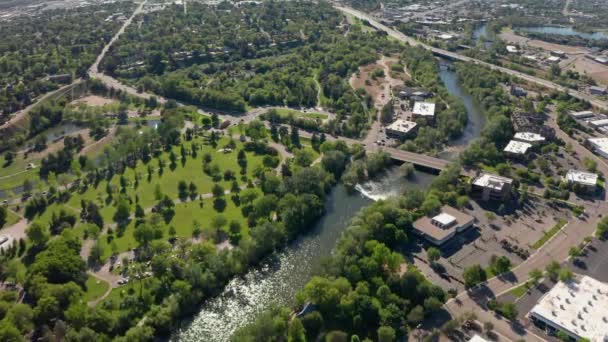 Aerial Shot Ann Morrison Park Boise Idaho — 图库视频影像