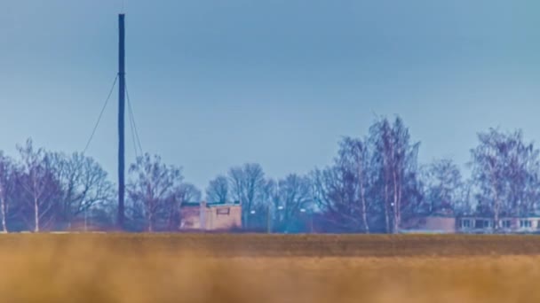 Heat Waves Timelapse Industrial Park Blue Sky Yellow Grass — Wideo stockowe