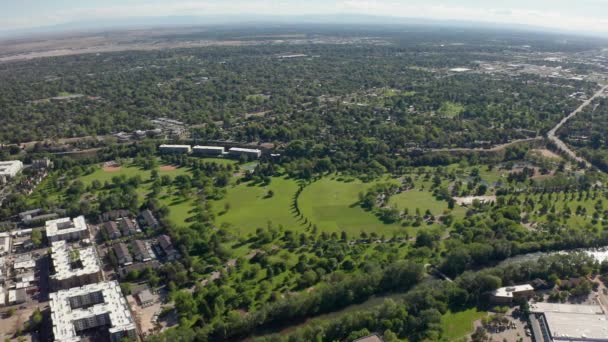 Wide Aerial Shot Landscaped Ann Morrison Park Boise Idaho — Video