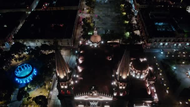 Вид Гвадалахарский Собор Театр Деголладо Мексике — стоковое видео