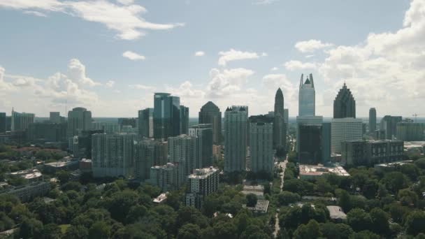 Remarkable Drone Footage Midtown Atlanta Piedmont Park Clear Sunny Day — Vídeos de Stock