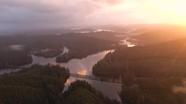 Morning Sunrise Light Oregon Lake Drone View — Video Stock