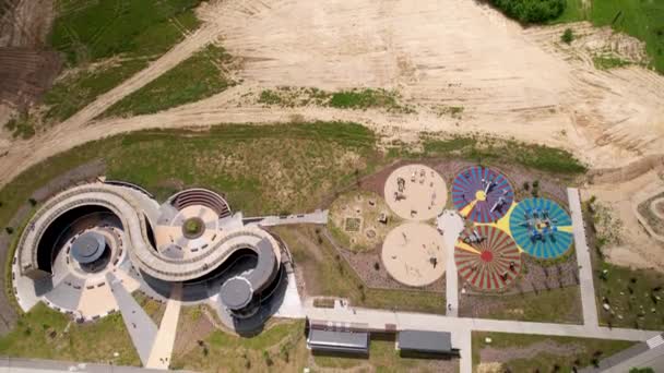 Aerial Drone Shot Graduation Tower Wieliczka Salt Mine Krakow — Stockvideo
